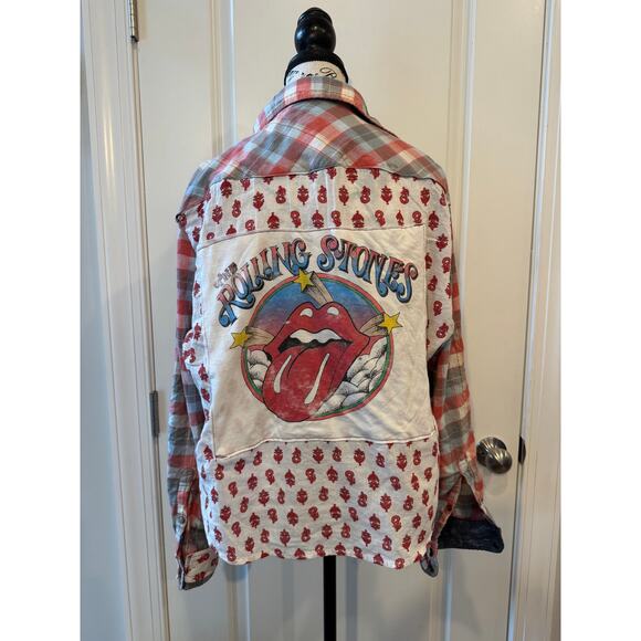 Upcycled Rolling Stones Flannel - Picture 1 of 3